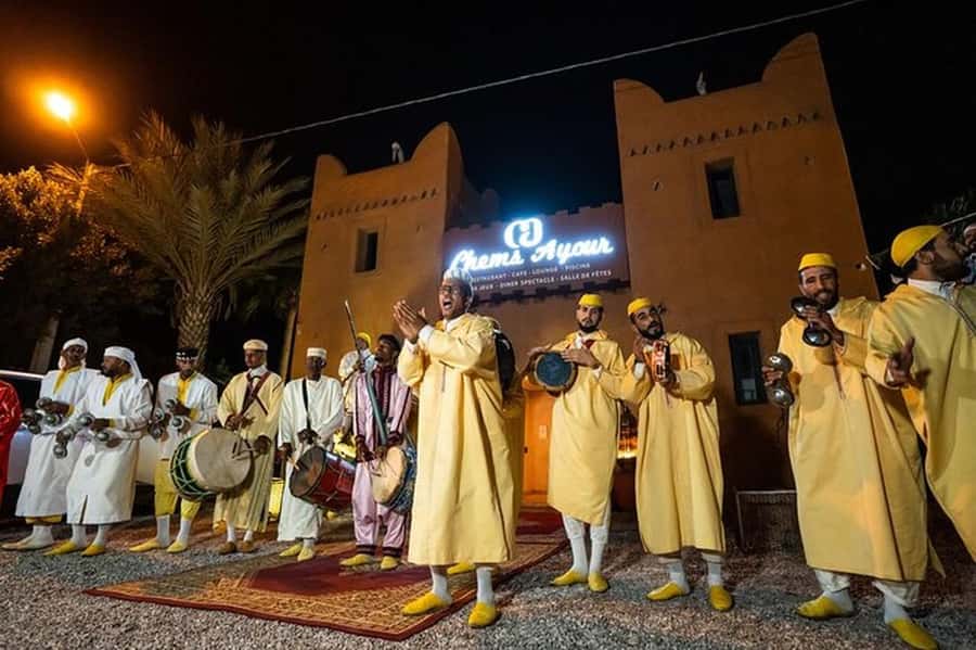 Agadir / Taghazout : Chems Ayour Fantasia Show & Dinner - The performance lineup, Fantasia, Gnawa, Magouna poetry, and more