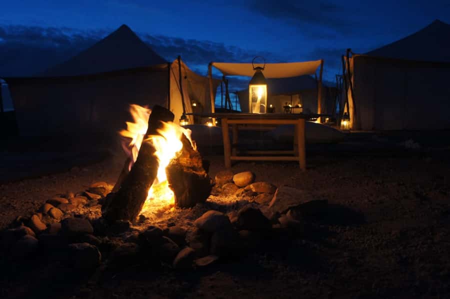 Agafay: Quad, Camel Ride & Dinner Show from Marrakech - Berber dinner under a Moroccan tent and the fire show
