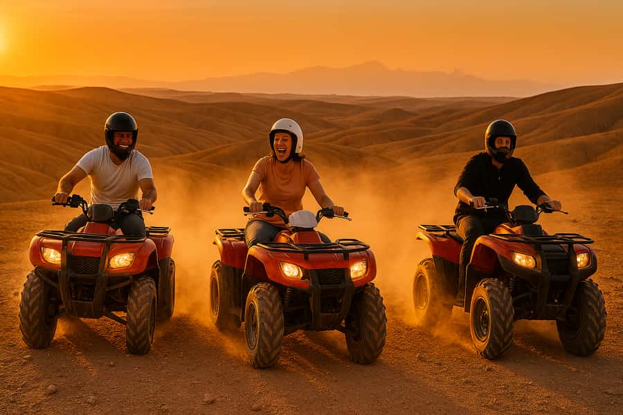 Agafay tour Quade Bike, Sunset and Romantic Dinner Show - Camel Ride at Dusk, Camp Fire, and Dinner in a Tent