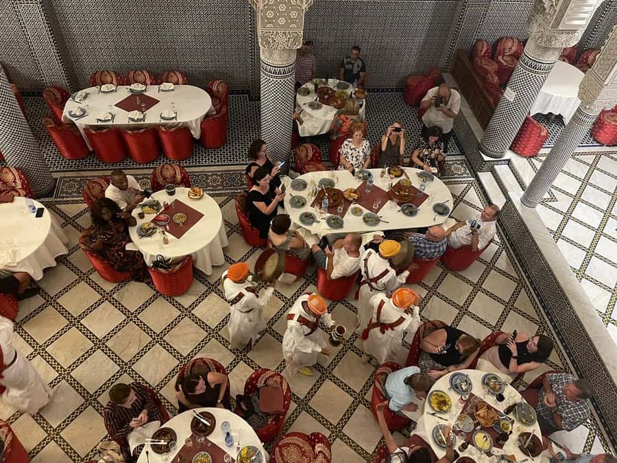 Fes : Unforgettable Dinner Show Experience with hotel pickup - The show itself: drummers, oud and violin, belly dancing, and a fire act