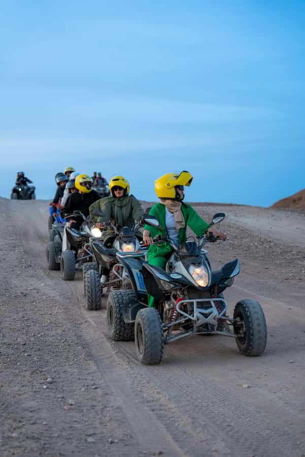 From Marrakech: Agafay Desert Quad Biking with Dinner & Show - From pickup meeting point to the quad practice field