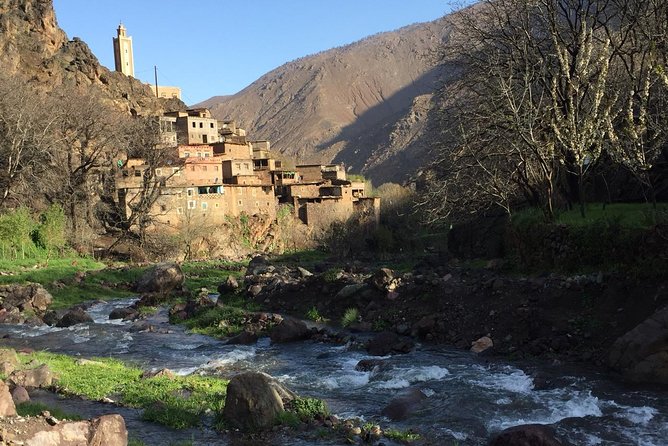 Luxury private day trip - Atlas Mountains, Agafay Desert & camels - The High Atlas start: Aroumd village photo stop and argan oil cooperative tasting