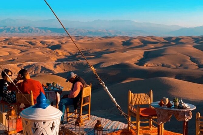 Marical dinner and camel ride at sunset in Desert of Marrakech - The Berber clothes moment and camel ride before the big scenery