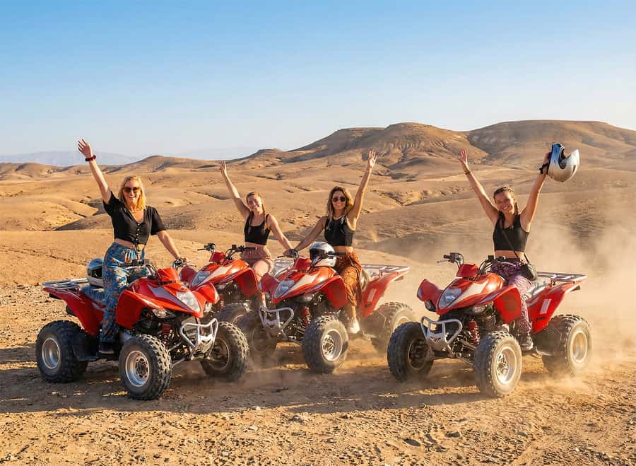 Marrakech: Agafay Desert: Camel ride Quad Bike, Dinner show - The desert pool break: the calm before the sunset ride