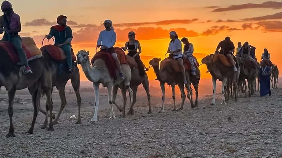 Marrakech: Agafay Desert: Camel ride Quad Bike, Dinner show - Camel ride at sunset, guided and beginner-friendly