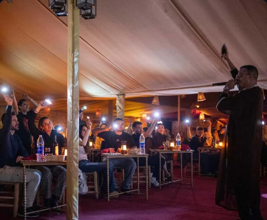 Marrakech: Agafay Desert Overnight Stay, Dinner & Activities - The show at the camp: Berber music, Gnawa, belly dance, fire