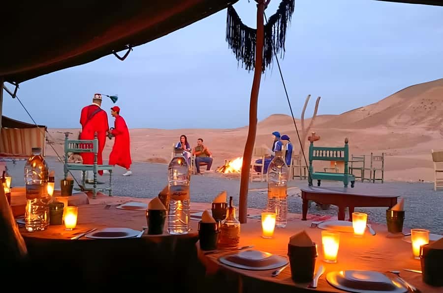 Marrakech: Agafay Desert Quad Biking, Camel Ride Fire Show - Moroccan dinner under Berber tents: what the meal and show really deliver