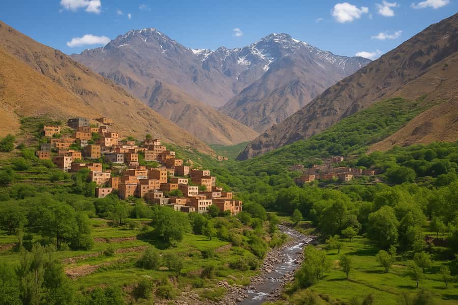 Marrakech: Atlas Mountains & Valleys Waterfall Hike w/ Lunch - The guided hike near Toubkal, with Berber villages and valley views