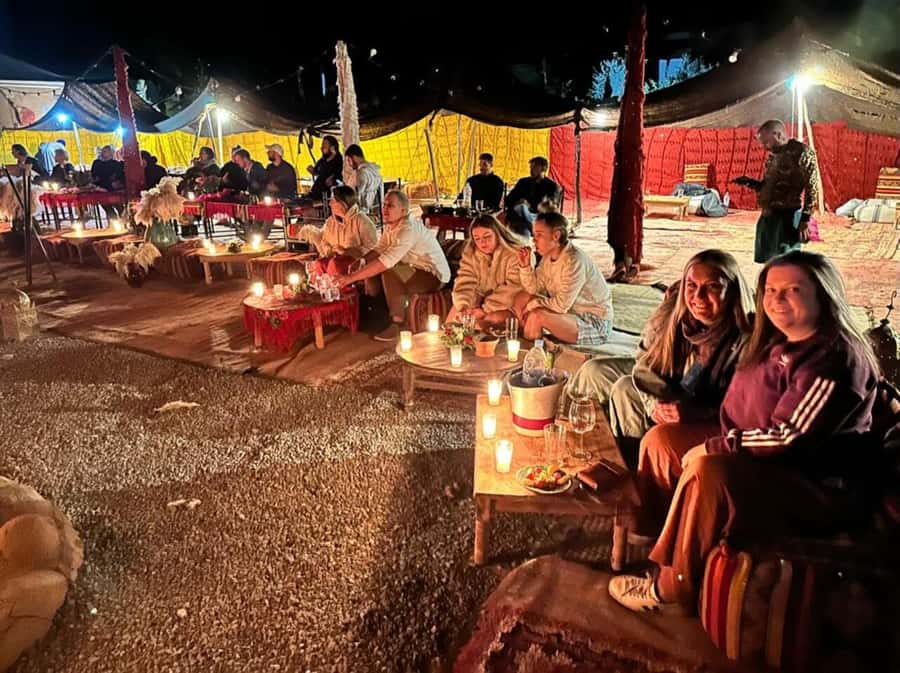 Marrakech: Buggy Ride, Pool & Dinner Show in Agafay Desert - Berber Camp Welcome Tea, Rugs and Seating, and Dinner Under Stars