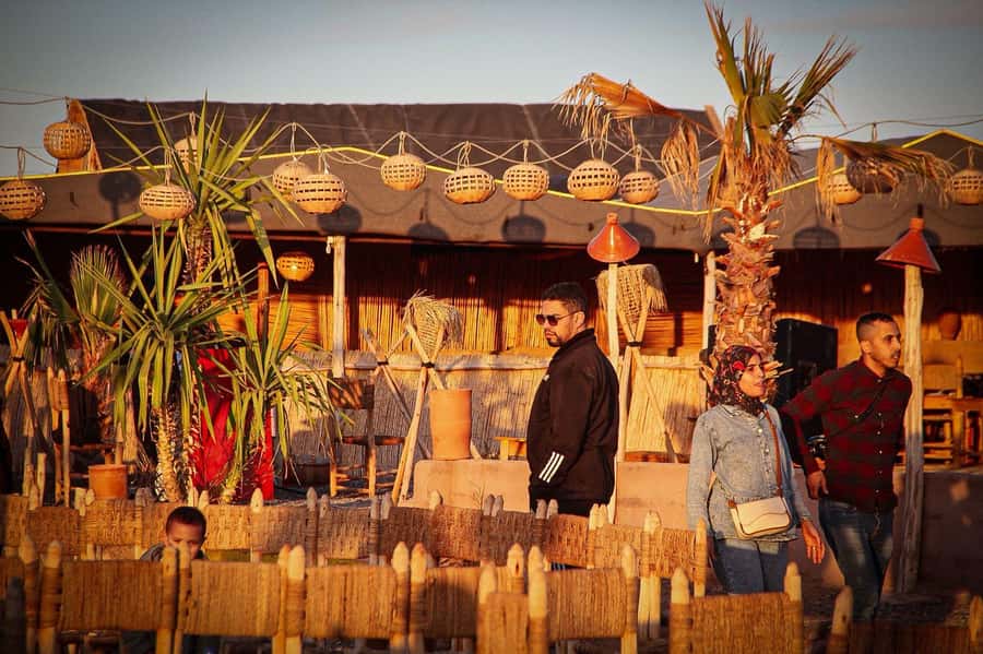 Marrakech: Camel Ride, Dinner, Pool, and Fire Show in Agafay - Agafay Desert at golden hour, not a long Sahara fantasy