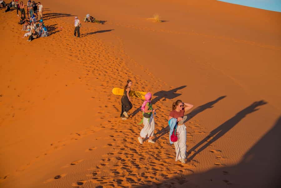 Marrakech to Fes: 3-Day Merzouga Desert Camel & Sandboarding - Up early for the dunes, then back toward Fes via Ziz Valley and Middle Atlas