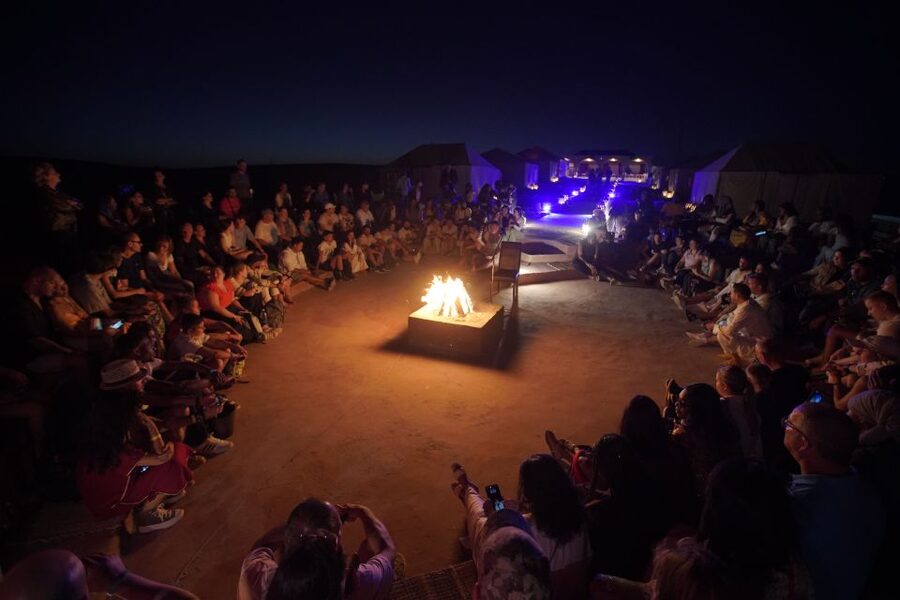 Marrakesh: Agafay Desert 3-Course Dinner Show & Pool Access - The show after dinner: gnawa, belly dancing, and fire-eating