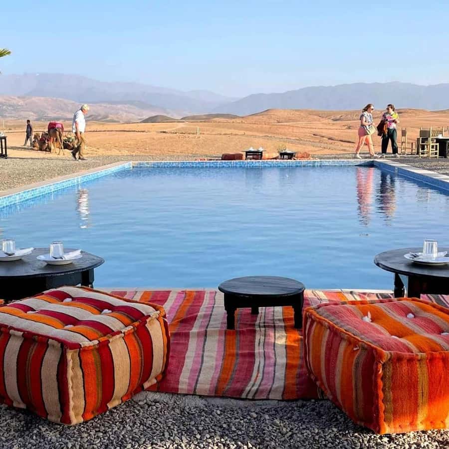 Marrakesh: Agafay Desert Tour with Lunch and Swimming Pool - Hotel pickup, the Argan Women’s Cooperative, and a mint tea reset