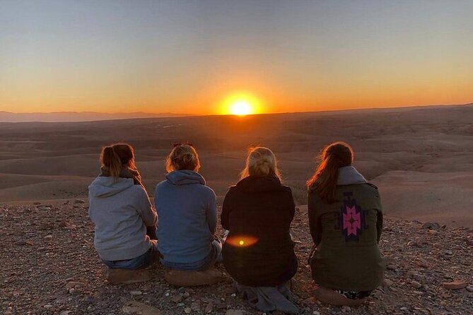 Marrakesh: Sunset Dinner in Agafay Desert with Show & Transfers - Agafay at sunset: stone desert scenery with High Atlas views