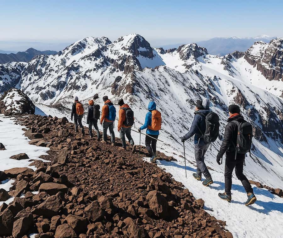 Mt Toubkal Ascent Express Trek 2 Days 1 Nights - Day 1: from Aït Mizane paths to Sidi Chamarouch and onward to the refuge